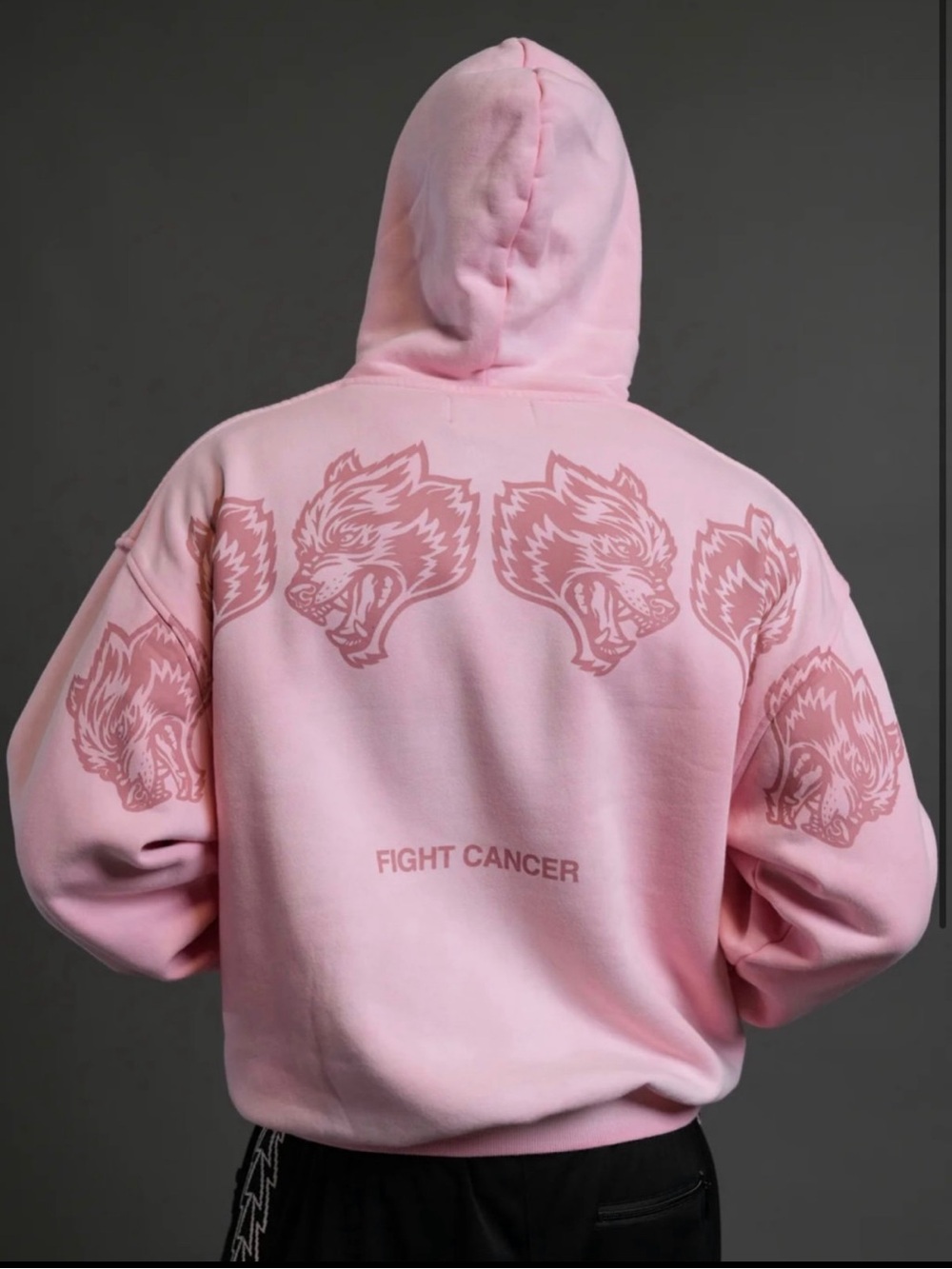Darc Sport Pink 'Fight Cancer' Wolf-Print Hoodie